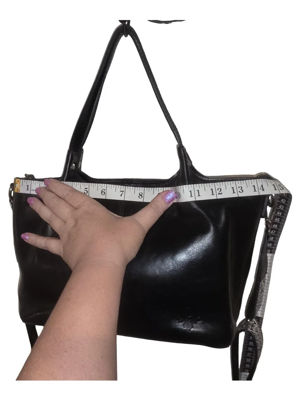 Patricia Nash Black Leather Crossbody Tote Bag Floral Detachable Strap
